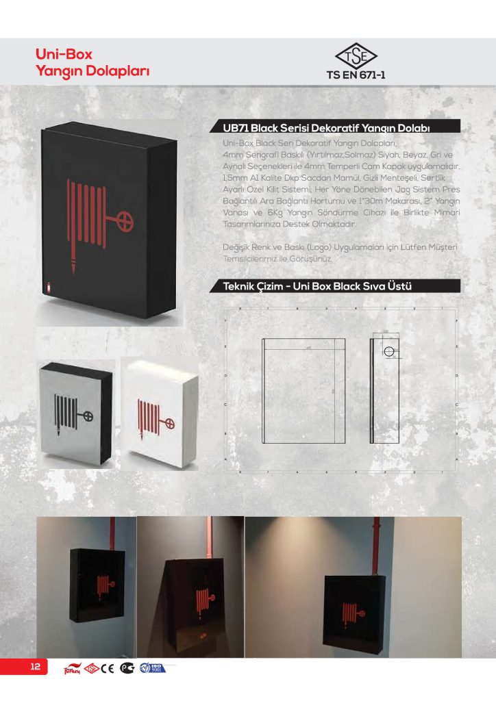 RIA Uni-Box Black Series UB71 – Armoire Incendie - Schéma technique