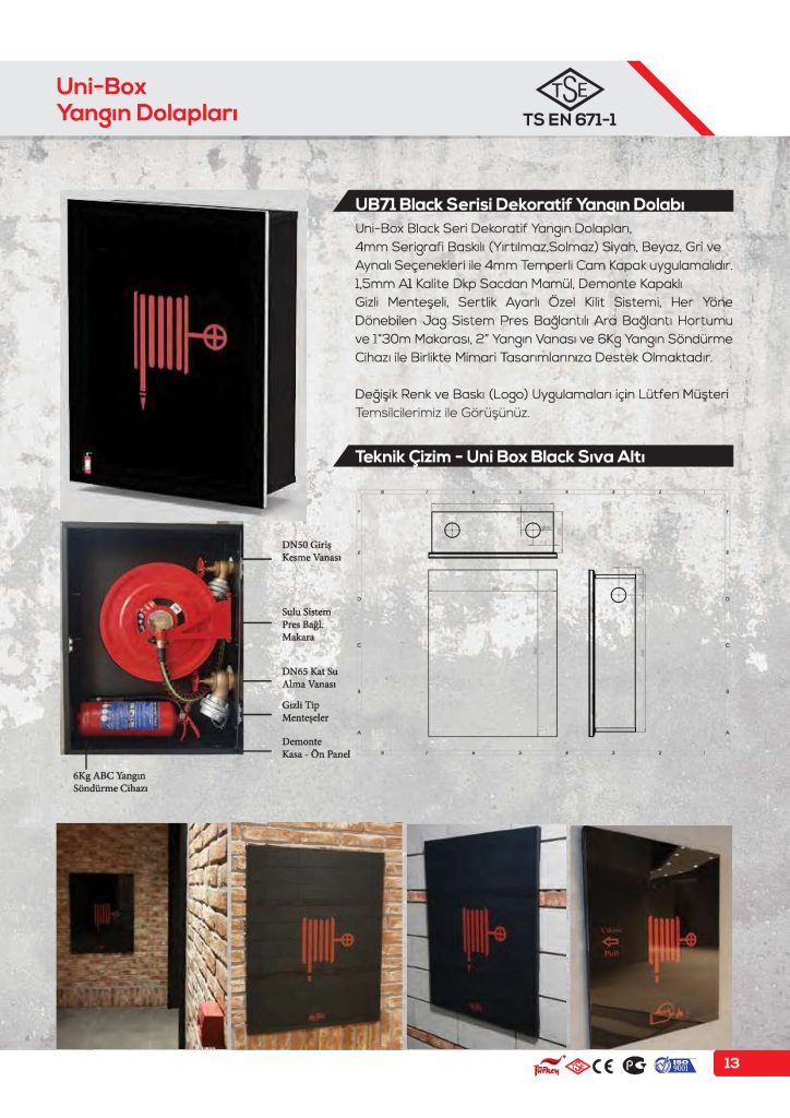 RIA Uni-Box Black Series UB71 – Armoire Incendie - Schéma technique